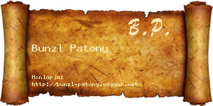 Bunzl Patony névjegykártya